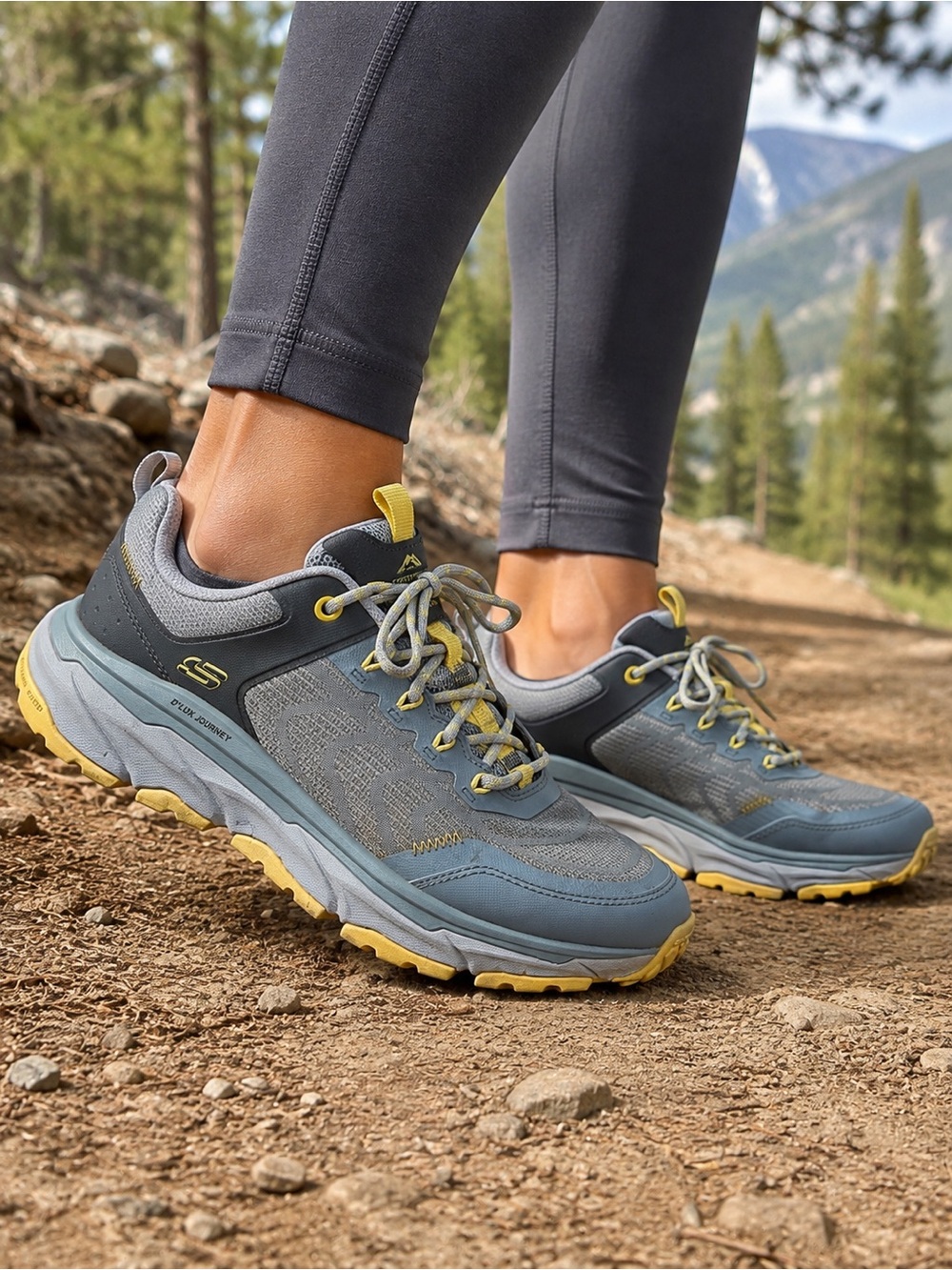 Skechers D’Lux Journey Outdoor Hiking Shoes Women’s US 9 Gray Blue Trail